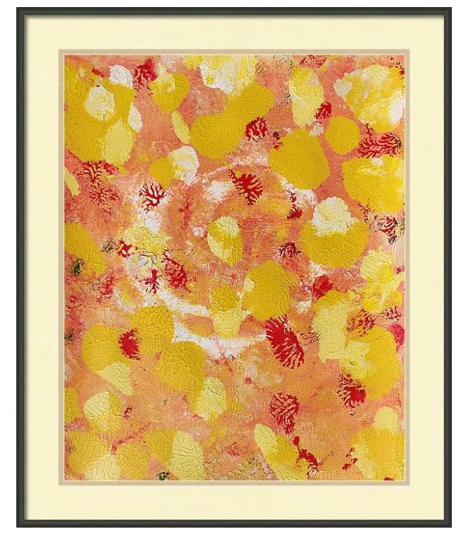 Generico Cuadro moderno pintado a mano con marco 52 x 62 cm, estilo abstracto expresivo/acción pintando cuadro decoración casa oficina