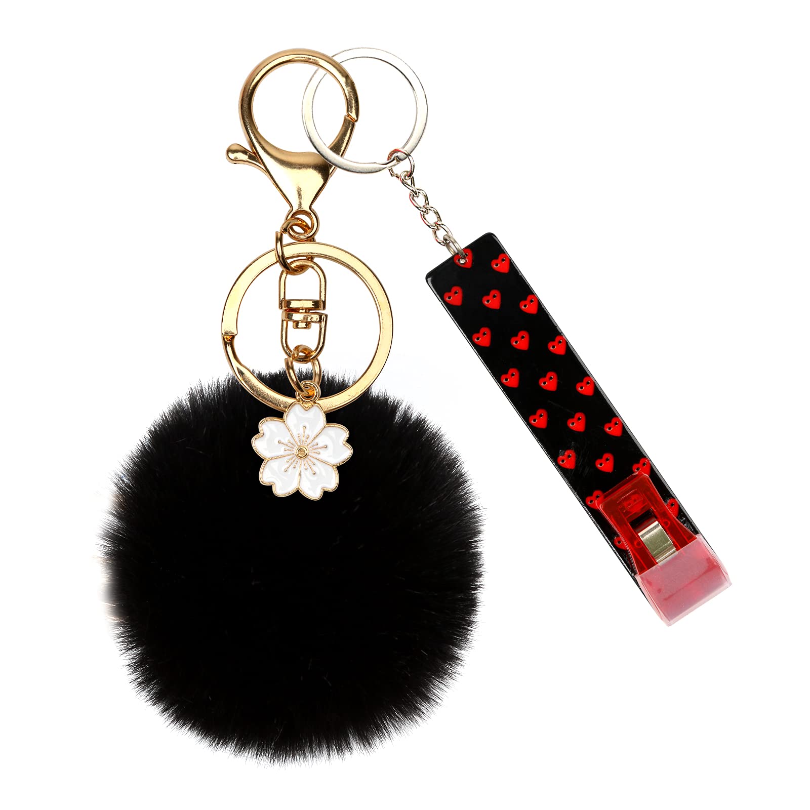 Card Grabber Card Clip For Long Nails, Cute Faux Rabbit Fur Ball Pom Pom Keychain with Card Puller for Girls Women-image-34