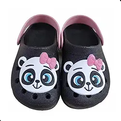 Babuche Preto Sandália Infantil Menina Panda Dulupé,Anatômico Leve e Macio