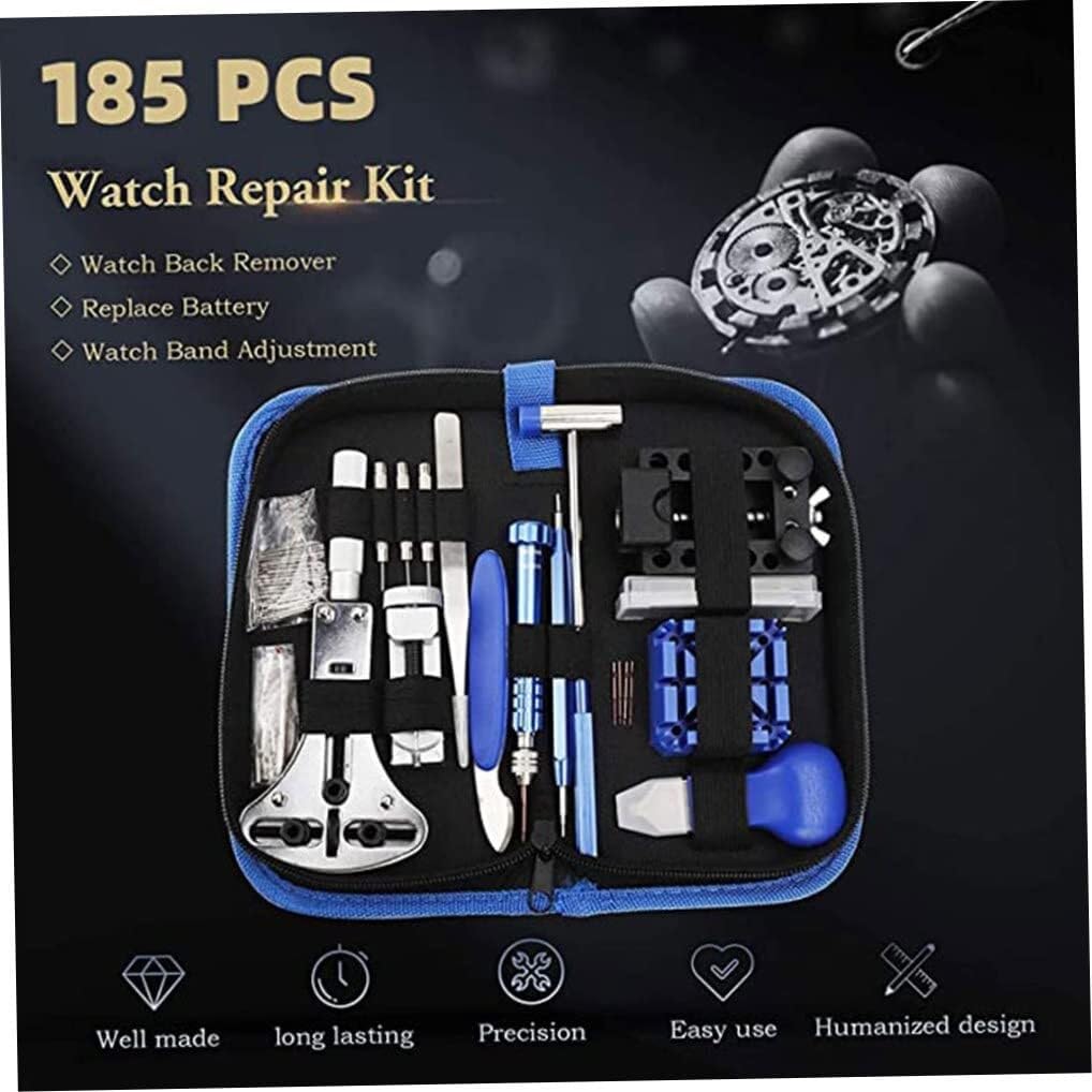 Kit de reparación de Relojes, Herramienta de relojero, Soporte de Caja Trasera de eslabones de Banda, abridor de Pasador de Barra de Resorte, Juego de 185 Piezas para Uso Industrial