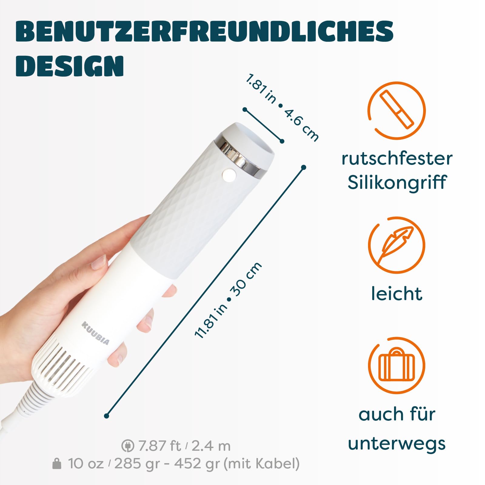 KUUBIA 5-in-1 Hundeföhn 900W | Blower Hundefön | Föhn und Bürste in einem | Tierföhn für Hund & Katze | Hundetrockner | Leise, NTC, Negative Ionen, Tragbar | für alle Rassen und Felltypen - Dryer