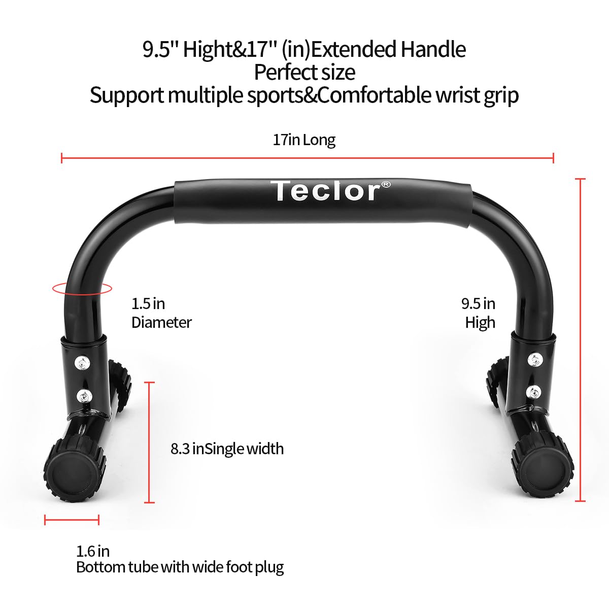 Teclor Barra de flexión de 24 cm de alto, barra paralela ideal para asiento en L, estructura de acero resistente, color rosa para hombres y mujeres, soporte completo y salsas de inmersión, resistente