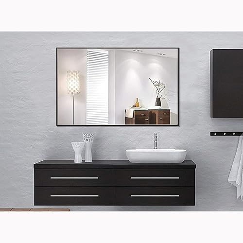 Miniatura 8 de H-A Espejos de baño para pared, marco negro rectangular, espejo montado en la pared, vertical u horizontal, para dormitorio, 40 x 24 pulgadas, color
