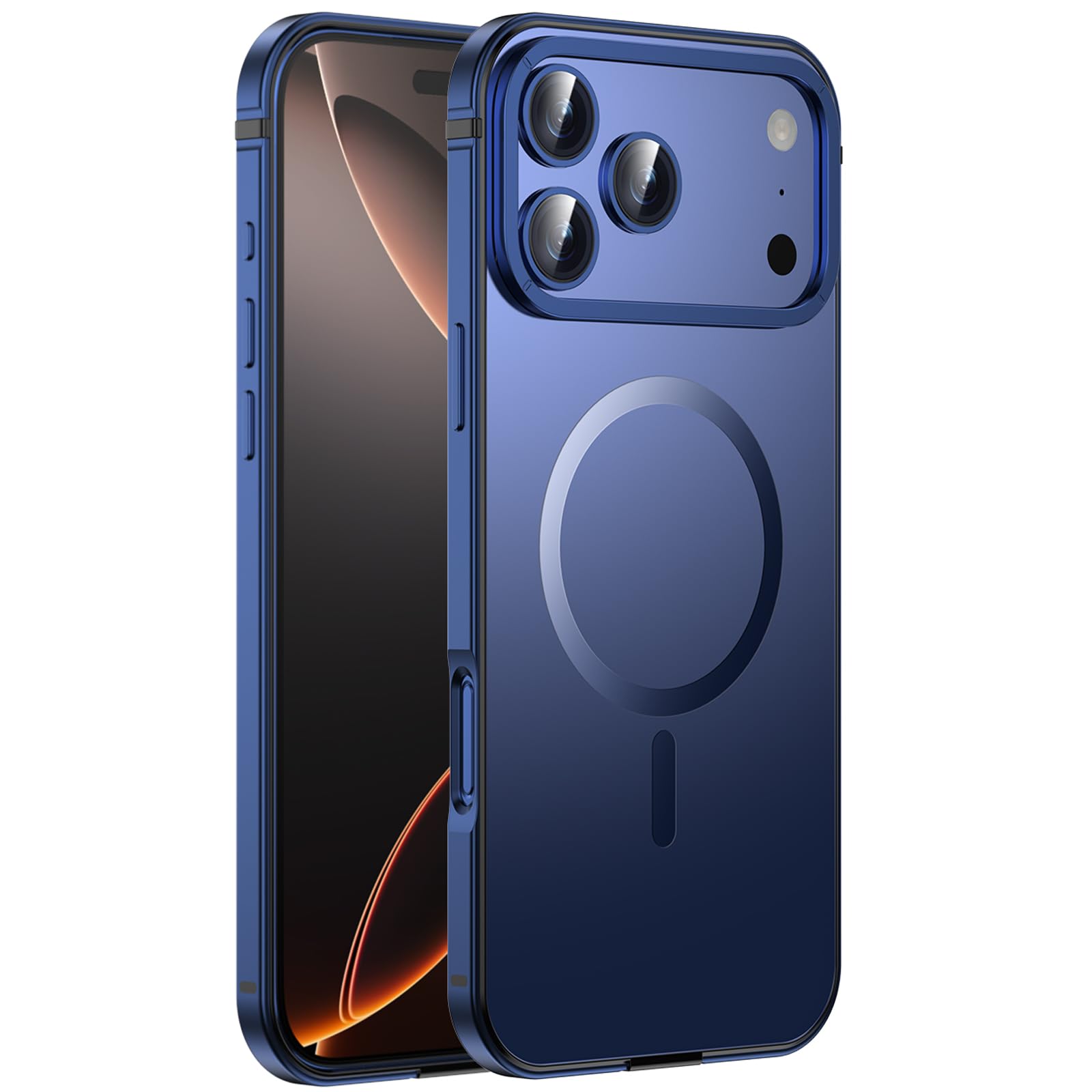 Coque iPhone 17 Pro cadre métallique finition premium mate bleu - 8