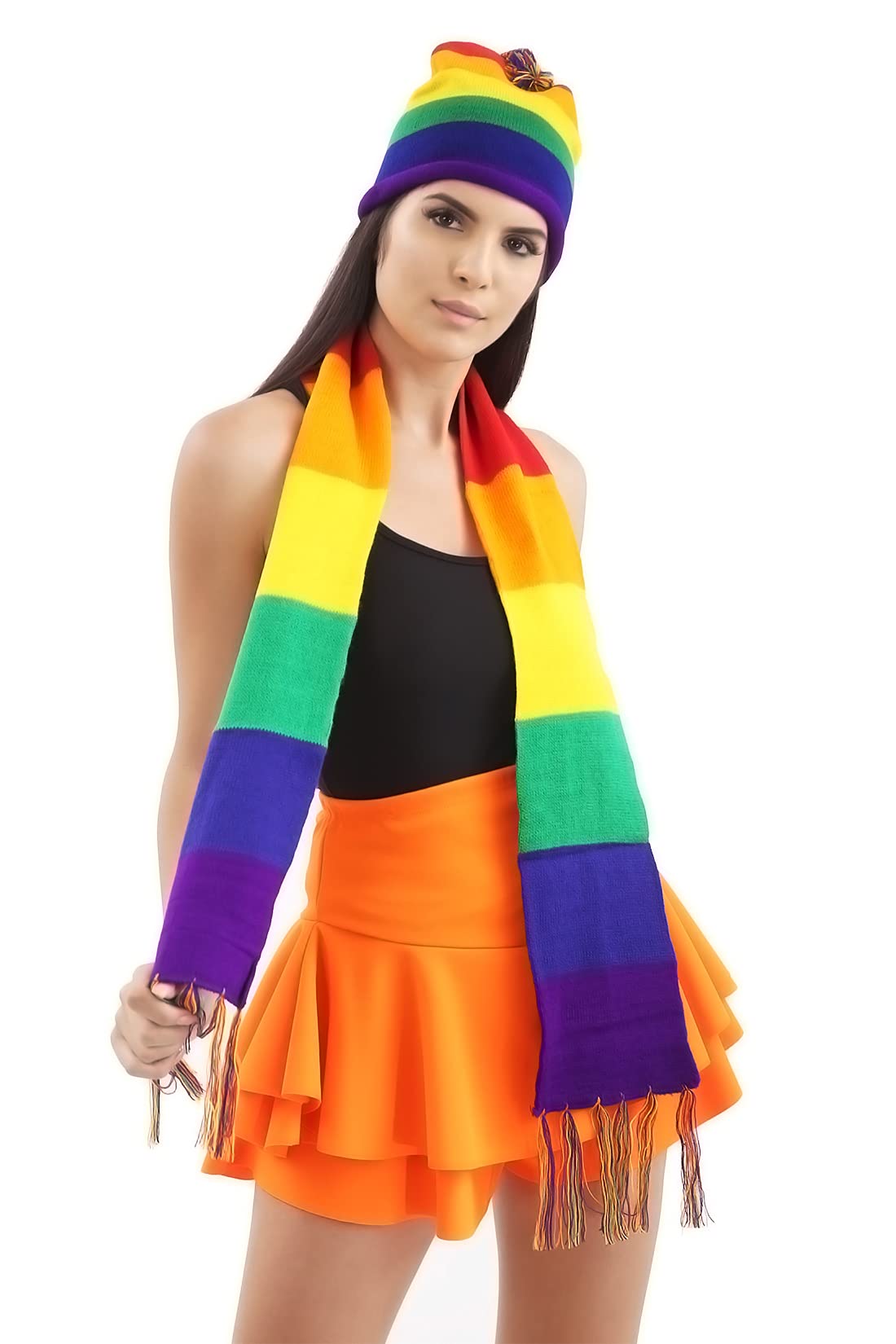 The Fancy Dress® Deluxe QUALITY GAY LESBIAN PRIDE FANCY DRESS ACCESSORY Rainbow Hats Jewellery LGBT Parade Party Lot UK (Rainbow Scarf)