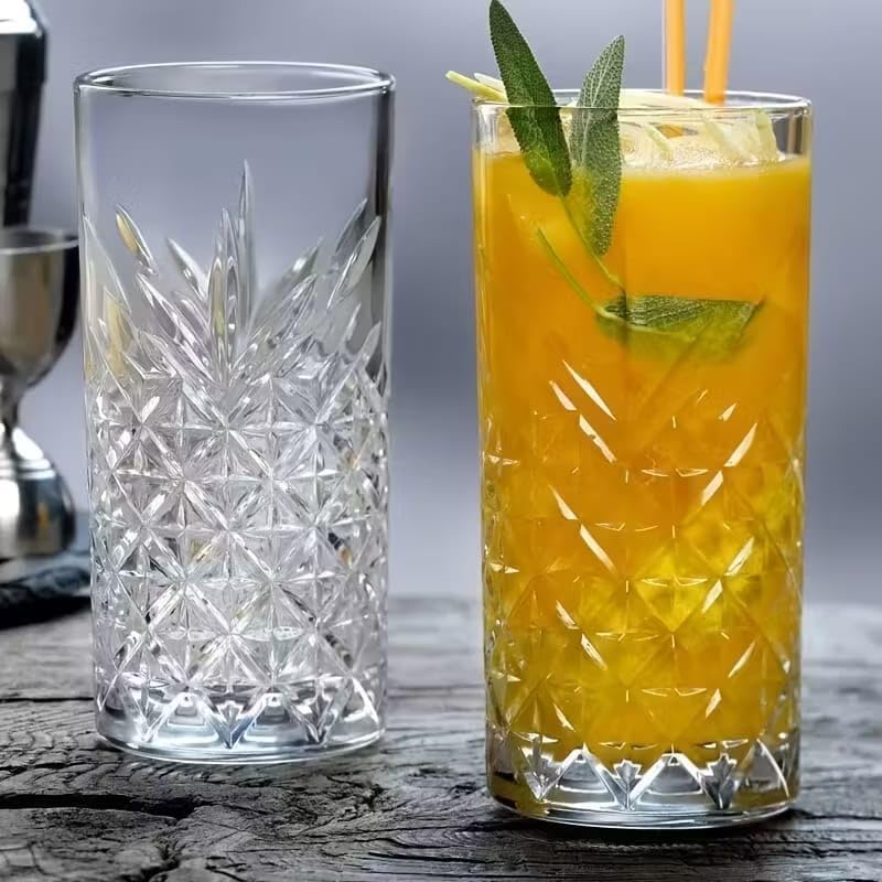 Image of PrimeWorld Premium Water & Juice 300ML Highball Glasses - Set of 6 | Lead-Free Crystal Tumblers for Water, Juice, Beer, Cocktails & Mixed Drinks | Elegant Glassware for Kitchen, Parties & Gift Use