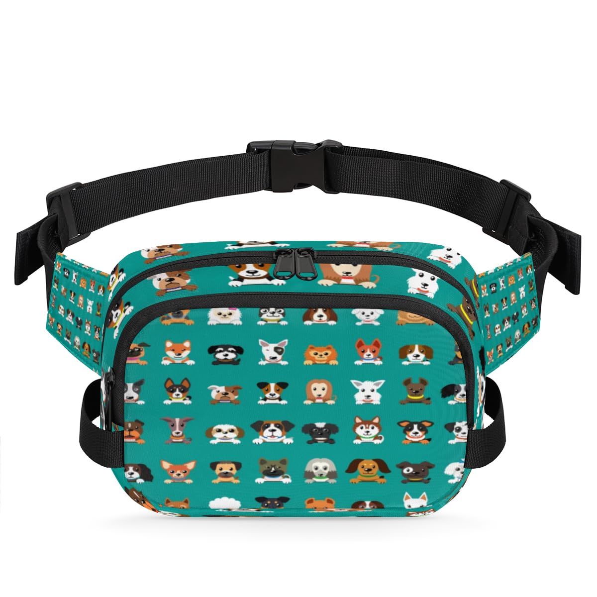 Dog Pattern Durable Waterproof Fanny Pack with Double Zipper Closure - Organize Your Essentials with Ease - Lightweight and Comfortable for Men and Women