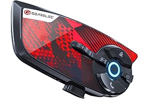 gearelec Motorcycle Helmet Bluetooth Headset-HiFi Bluetooth 5.2, Graffiti Panel, 4 Riders 1500M...