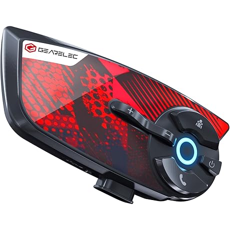 gearelec Motorcycle Helmet Bluetooth Headset-HiFi Bluetooth 5.2, Graffiti Panel, 4 Riders 1500M...