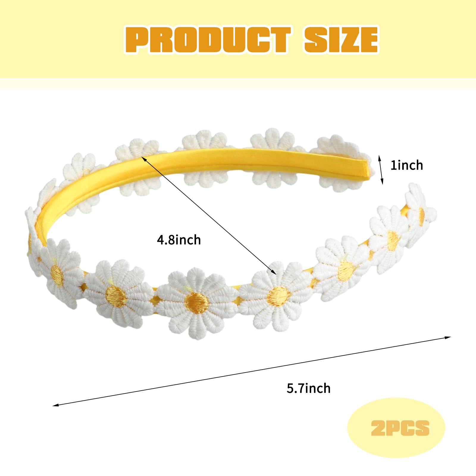 2 accesorios para el cabello de margaritas amarillas, diadema de margaritas, cómodo de llevar, bonito diseño de margaritas, ampliamente utilizado en fiestas de cumpleaños, reuniones familiares, bailes