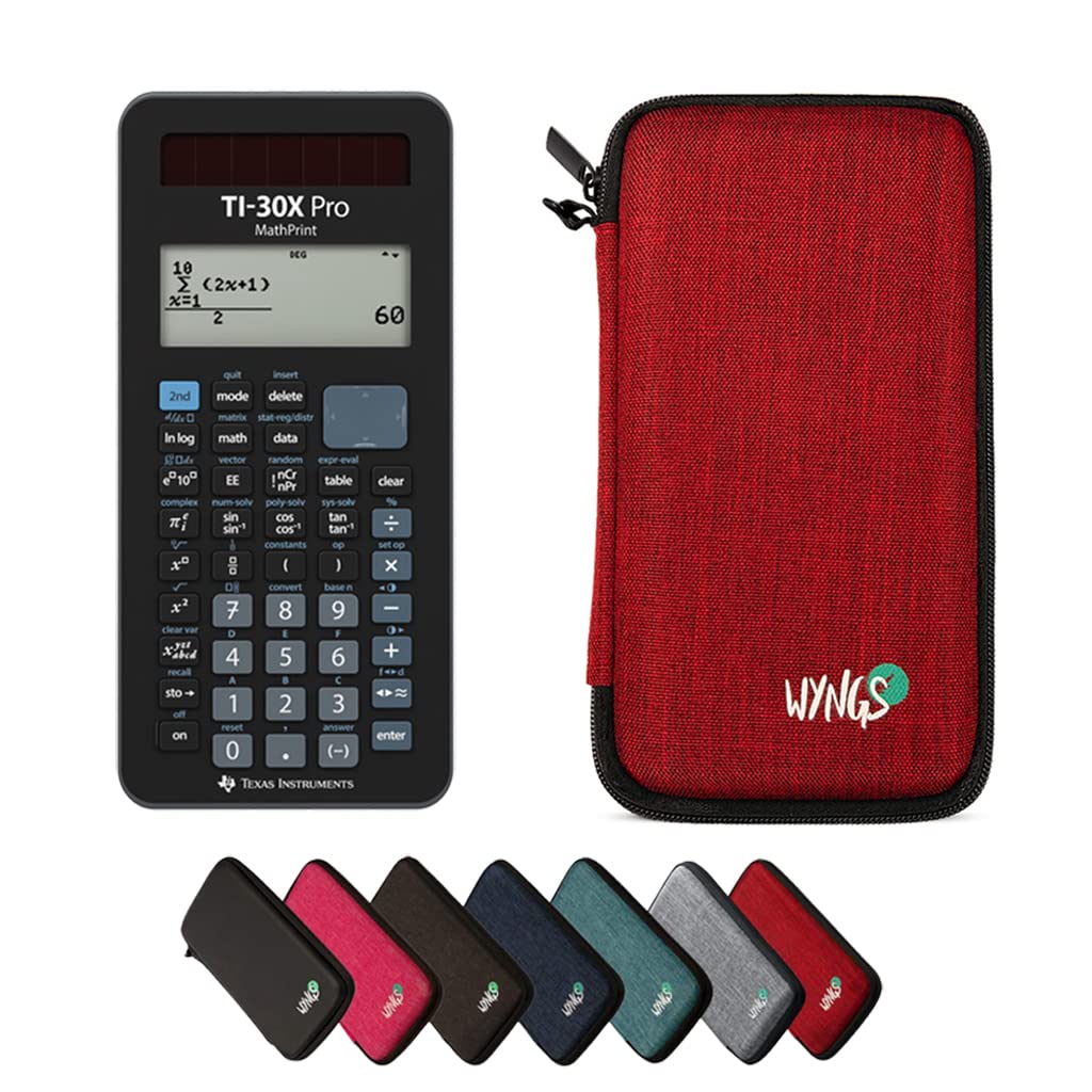 TI-30X Pro MathPrint con Funda Protectora WYNGS Rojo - Calculadora Científica - Paquete Básico