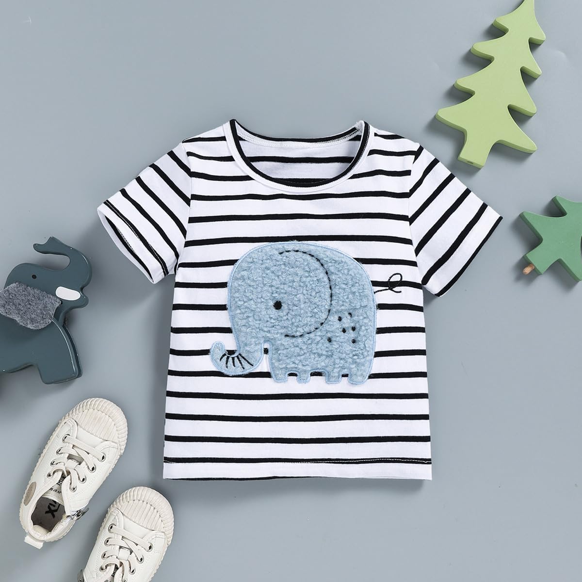 Little Baby Boy Clothes Short Sleeve Printed Cute Top+ Shorts Ripped Jeans 2Pcs Spring Summer Casual Set - 5
