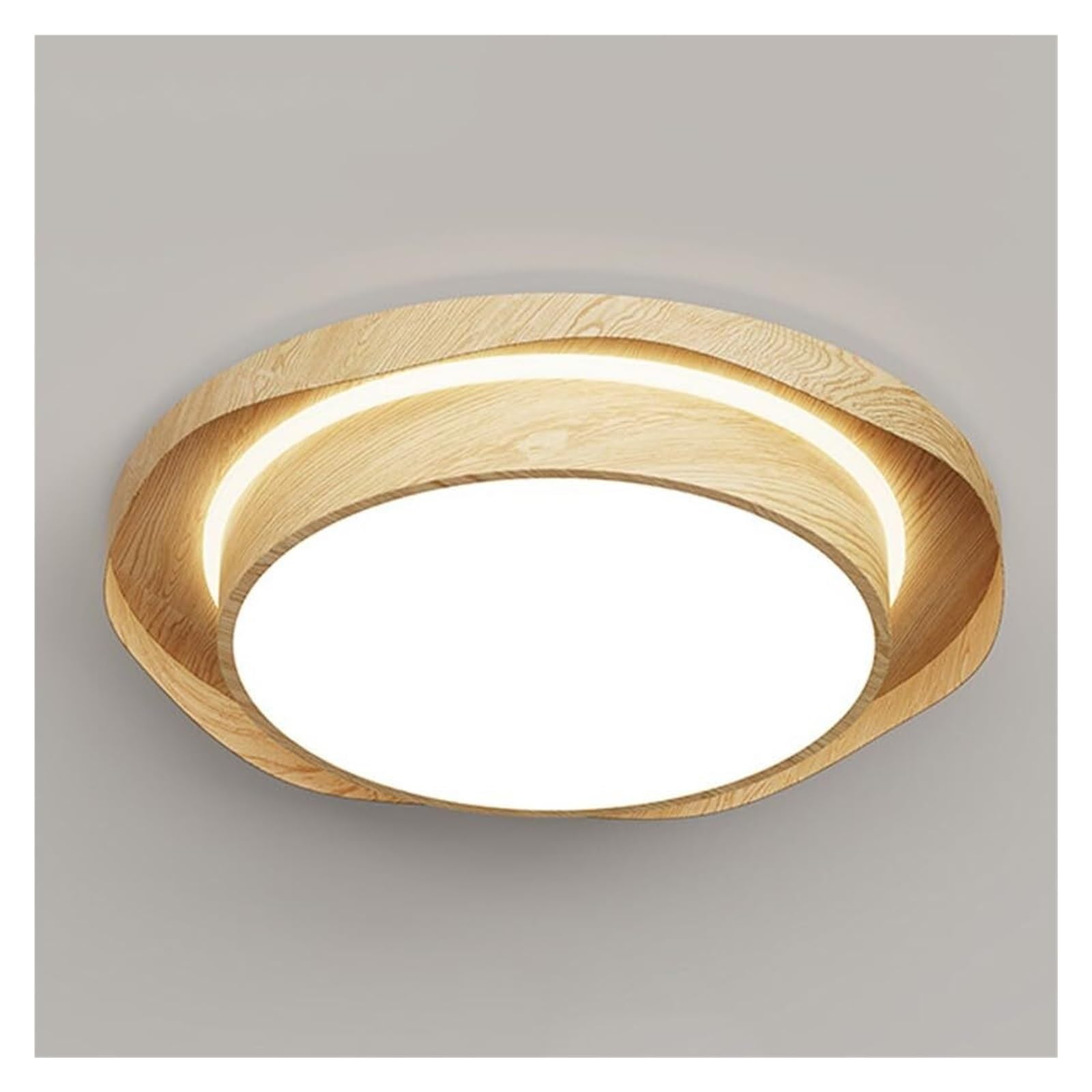 KHUKHU 19.6" Vintage Flush Mount Ceiling Light Bathroom LED Ceiling Light Fixture Wood Grain Modern Farmhouse Light Rustic Round Ceiling Lamp for Kitchen Nursery Bedroom Office Foyer(Wood)