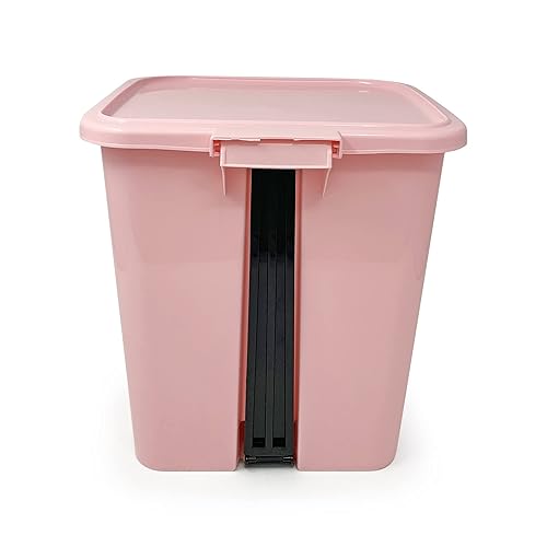 Miniatura 6 de PLASTIFIC Cubo de basura con pedal de 7.5 litros, papelera de plástico para cocina, oficina (color rosa con cubo interior extraíble negro)