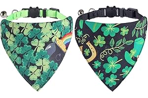Adorable St. Patrick's Day Cat Collar with Festive Bandana and Jingling Bell