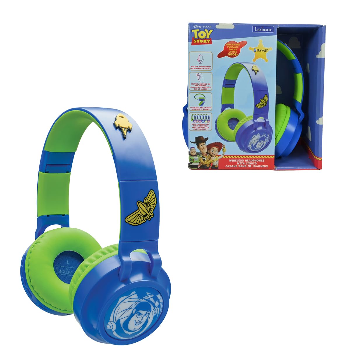 Lexibook, Toy Story Casque Bluetooth, HPBT015TS | 2-en-1 Bluetooth et filaire, design 3D, volume limité, Bleu