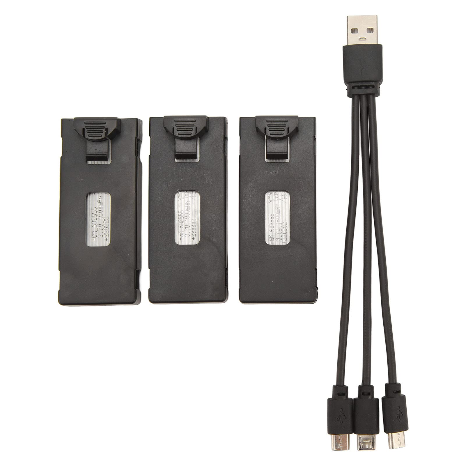 Trisar RC Drone Lithium Battery, 3pcs 3.7V RC Drone Battery with 3 in 1 Charging Cable, Light and Portable RC Aircraft Charging Cable Set for E88 E88Pro LS E525 E525Pro (1800mah)