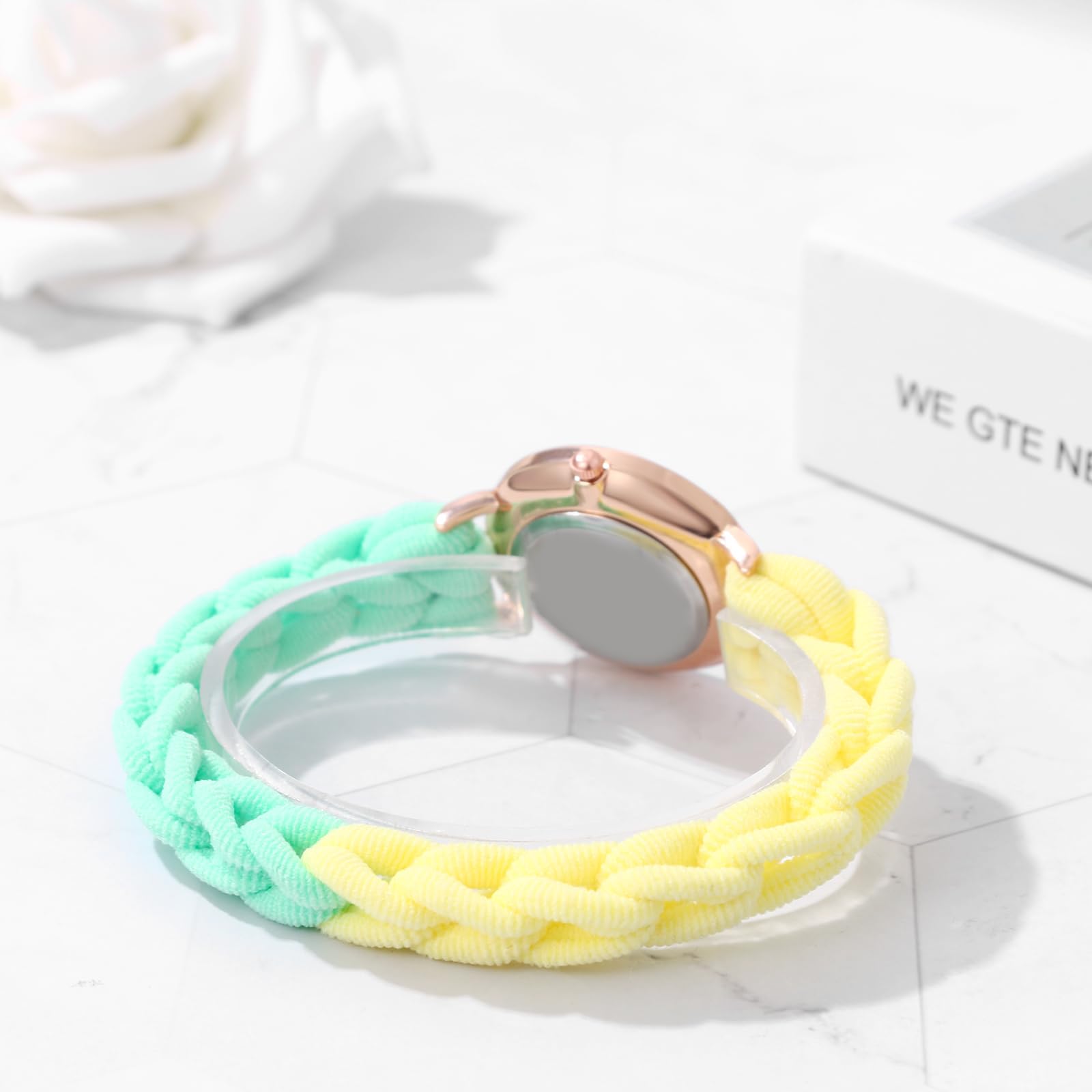 JewelryWe Reloj Analógico Elástica Mujer: Relojes de Pulsera Redondo de Cuarzo con Banda para el Pelo Escala de Números Arábigos Correa Extensible - para Ocio Decoración Regalo
