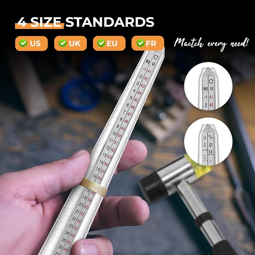 Set di Strumenti per Gioiellieri con Morsetto per, Mandrino per In Acciaio, Misuratore per, In Gomma per Creazione e La Riparazione di Gioielli DIY