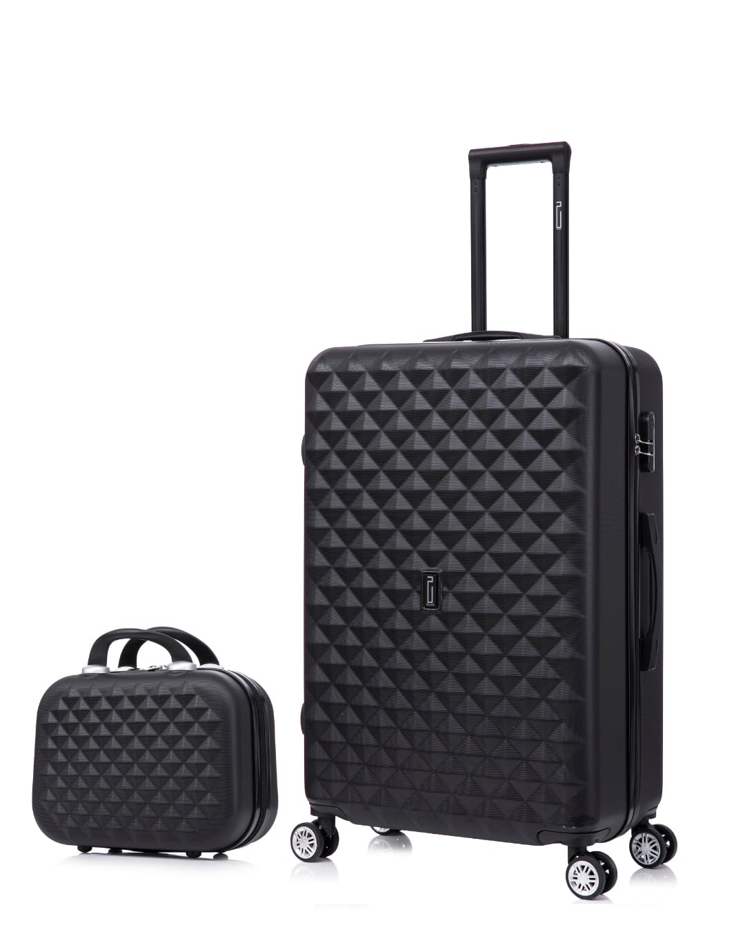 CELIMS - 2-teilige Gepäcksets | Mittelgroßer Koffer + Kulturbeutel | 20 kg Koffer | Mittelgroßer Koffer mit 4 Rollen | Mittelgroßer Koffer | Schwarz