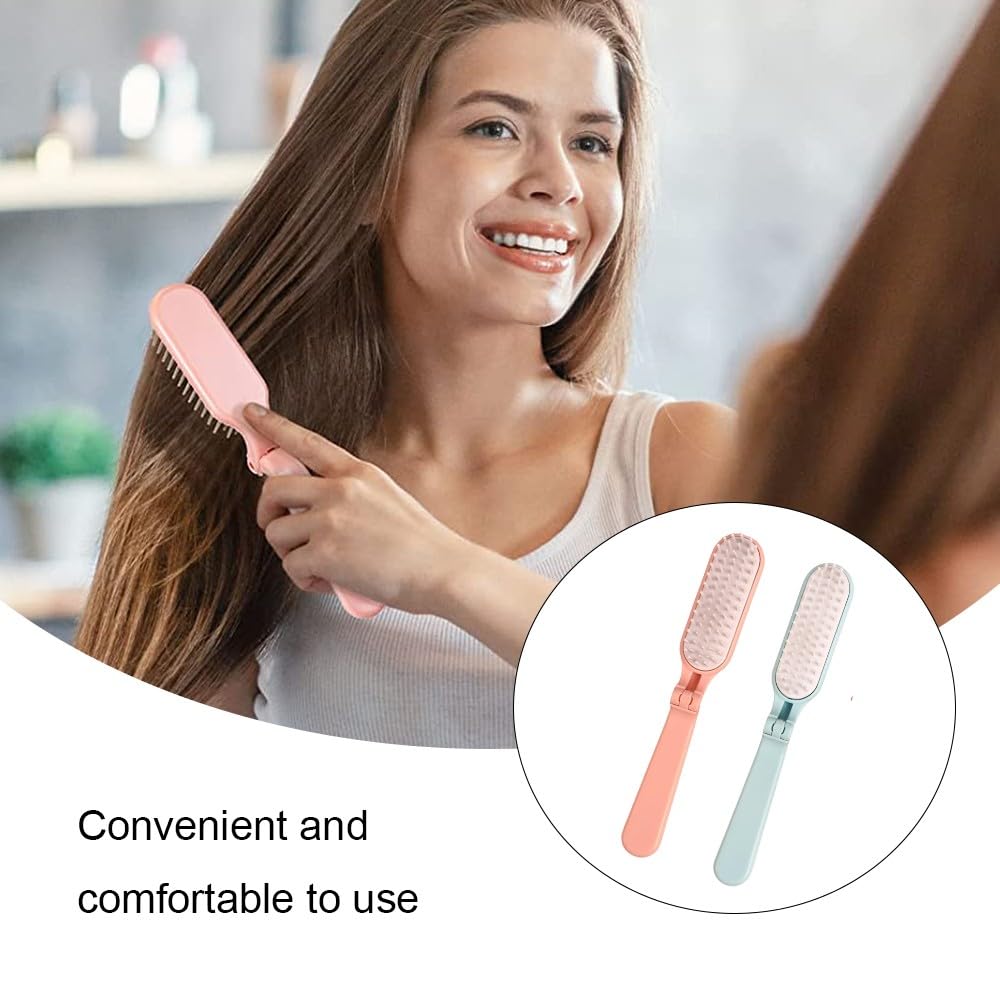 2Pcs Folding Hair Brush Hair Comb Portable Mini Massage Hair Brush Anti-Static Anti-knot for Women & Girls Size for Handbag (light) - Image 3