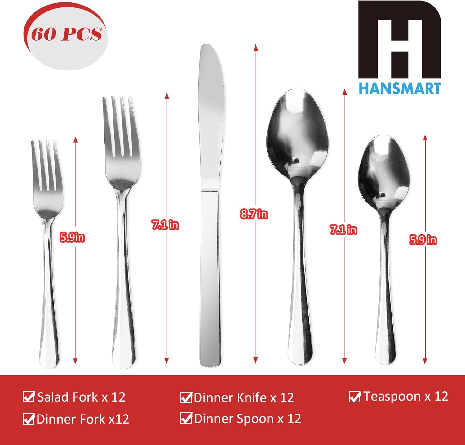 60 PCS Windsor Silverware Set - Stainless Steel Silverware Set for 12 Kitchen Flatware Set Cutlery Set For Home Restaurant Hotel, Kitchen Dishwasher Safe Utensils Set Weddings, Parties, Gifts