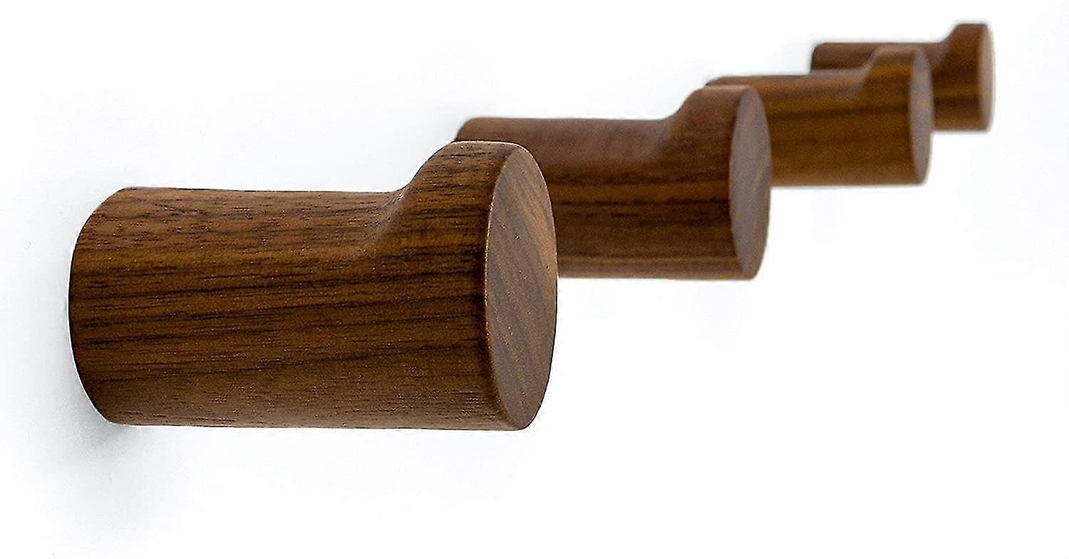 JOYHAPPST Wall Hooks, Natural Wood Coat Hooks Wall Mounted (Pack of 4pcs)