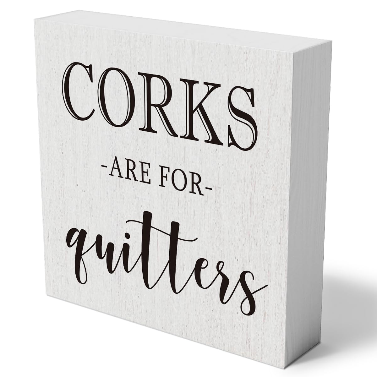 Funny Kitchen Wooden Box Sign Decorative Corks Are for Quitters Wood Box Sign Home Kitchen Decor Humorous Rustic Square Desk Decor Sign for Shelf 5 x 5 Inches