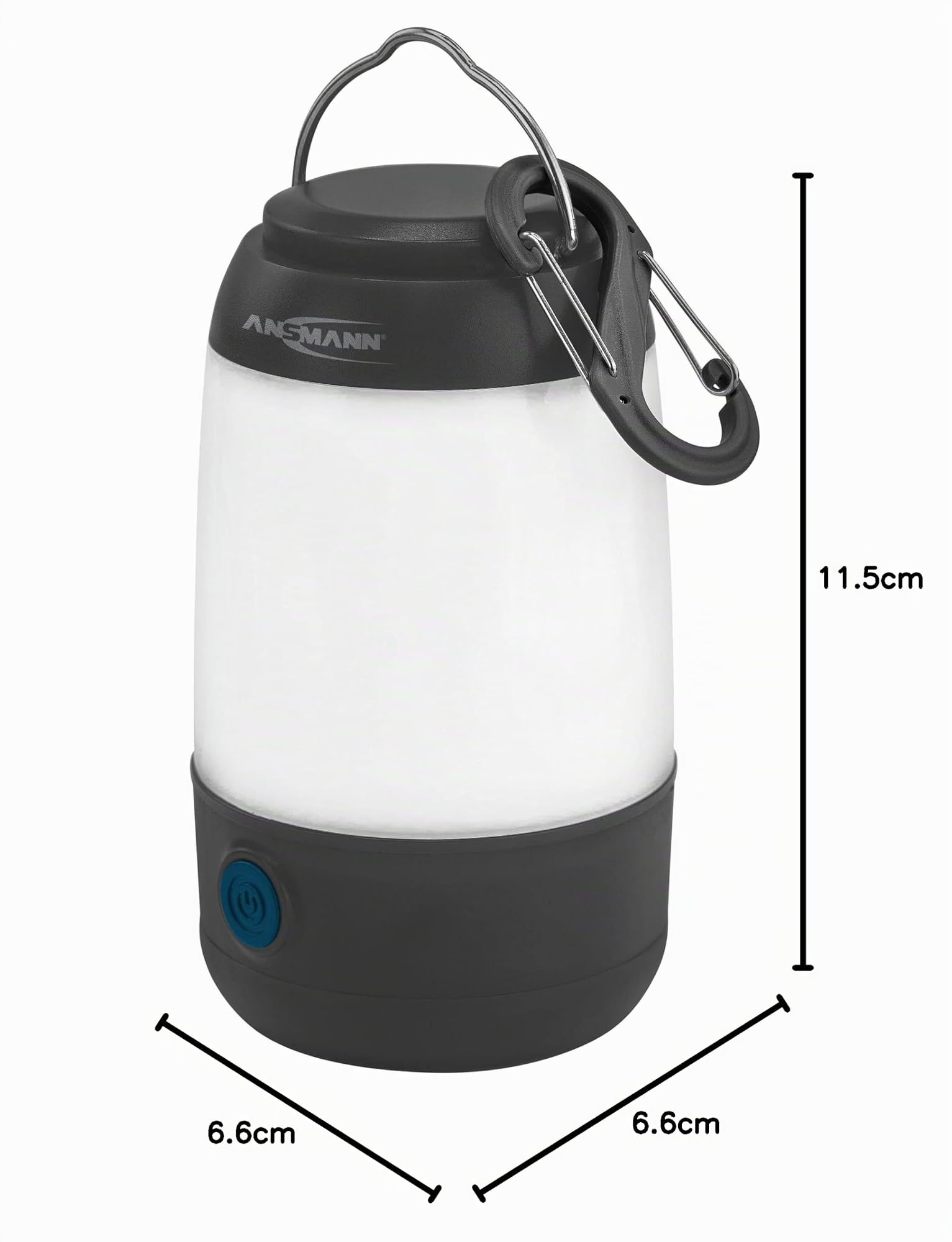 ANSMANN Mini LED lanterna da campeggio dimmerabile 3 modalità di luce incl. 3 batterie AAA con supporto e gancio piccolo e compatto alimentato a batteria luce di emergenza accessori campeggio