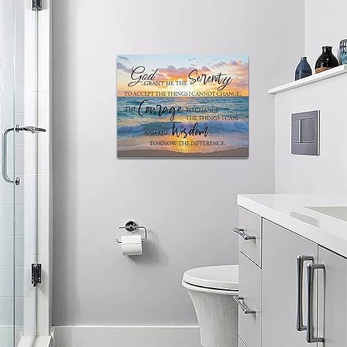 Miniatura 4 de Arte de pared de oración de serenidad costera, con citas de escrituras de paisaje marino, impresiones en lienzo, cuadros de playa del océano, obras