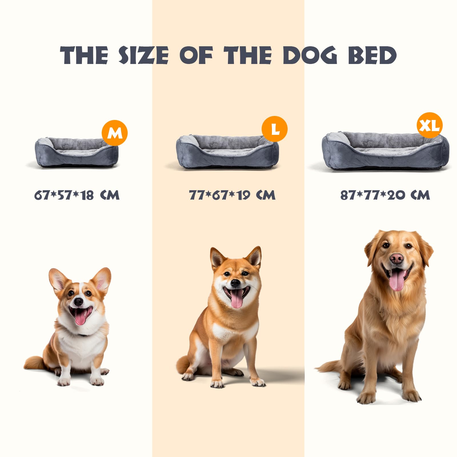 Nobleza Cama Perro Lavable, Cama para Perros Medianos Antideslizantes con Relleno de Fibras Super Suave, 67x57cm
