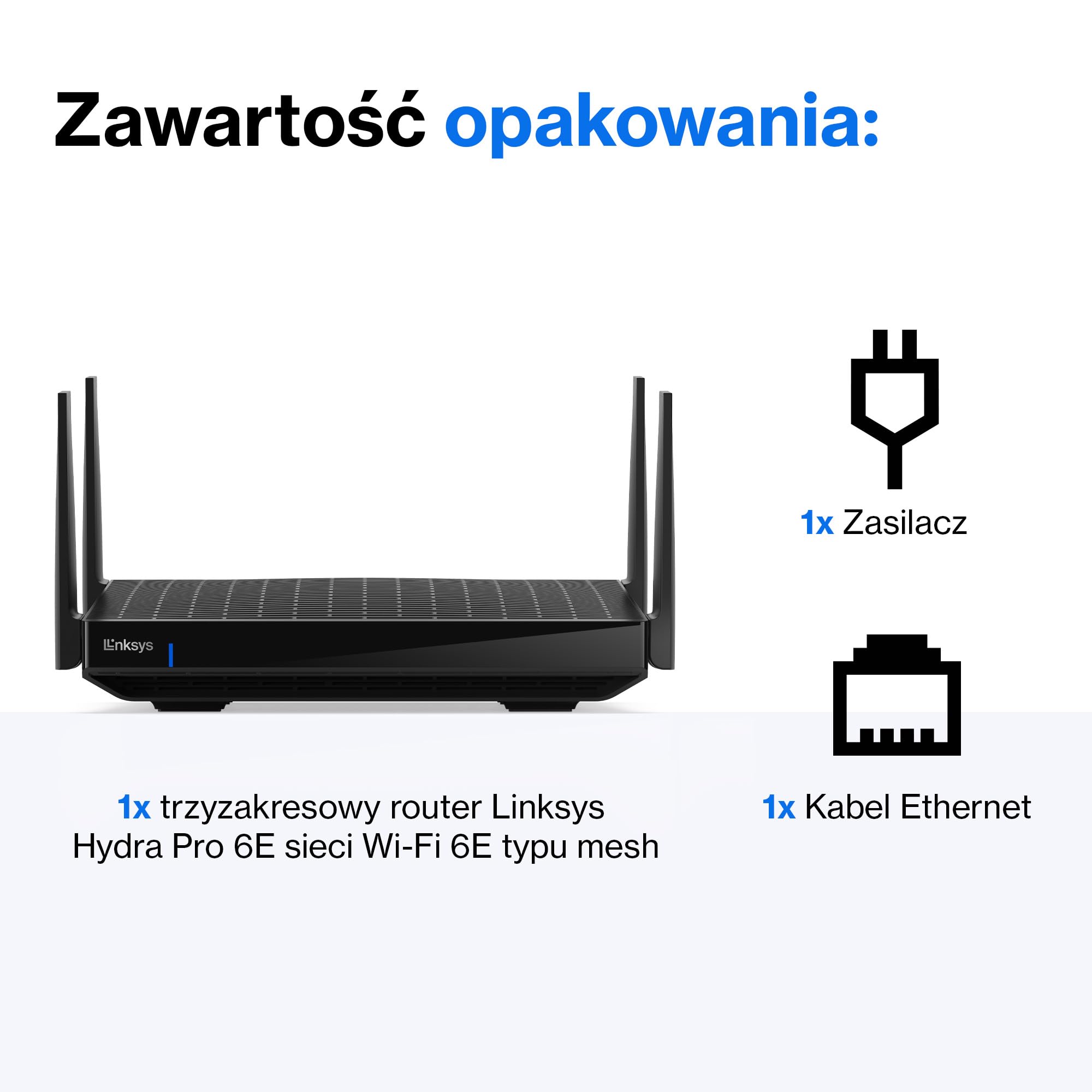 Linksys Hydra Pro 6E Triple Band Mesh WiFi Router 6E (do gier, 8 strumieni, pasmo 6 GHz, przepustowość do 6,6 Gb/s, zasięg 250 m2, ponad 55 urządzeń, współpracuje z Velop Mesh)