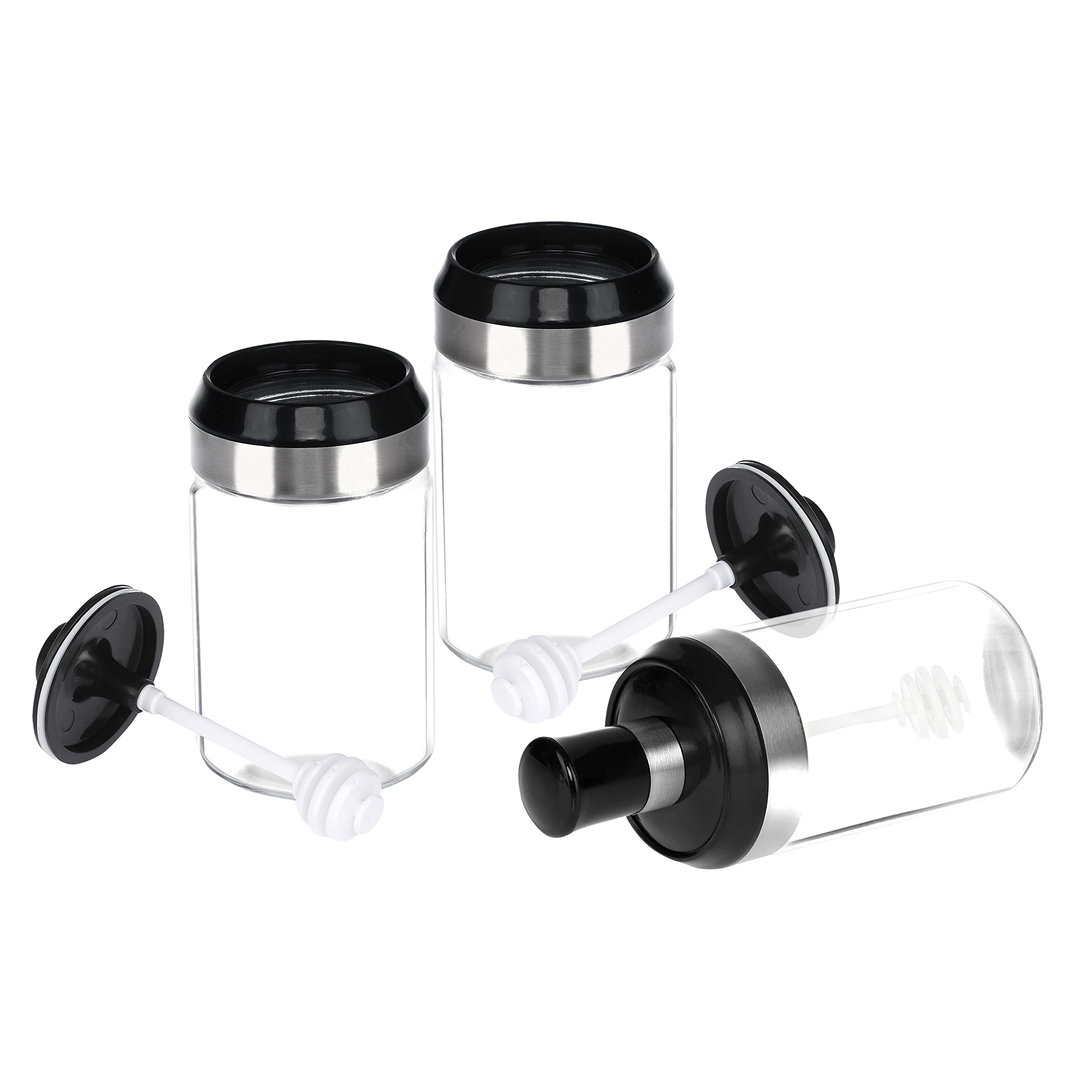 Cutting EDGE Borosilicate Glass Containers for Sauce, Honey, Ghee, Chutney Jar with Dipper for Dinning Table, Kitchen and Restaurant, Set of 3, 250ML 1