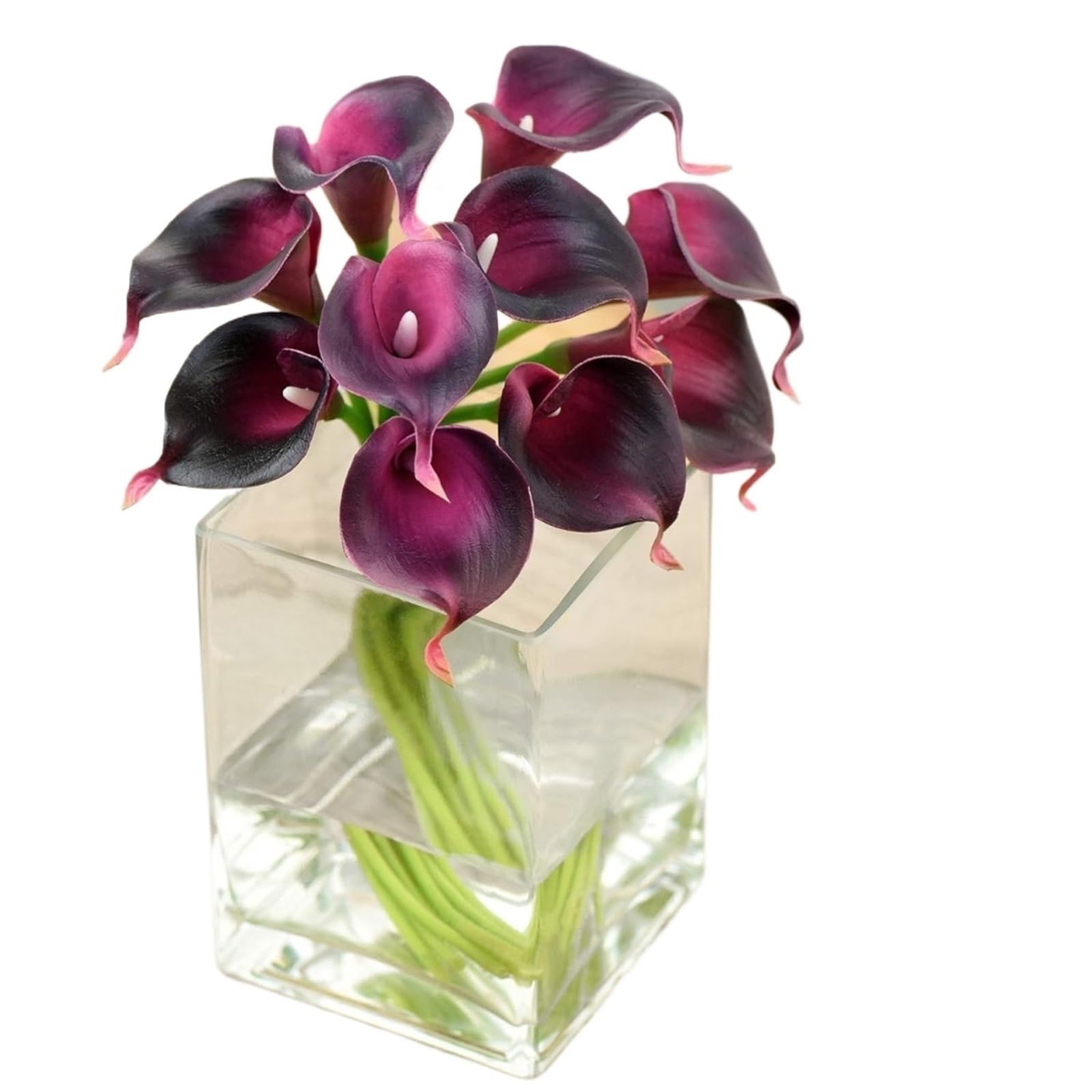 Dcrxz Artificial Flowers 10PCS Artificial Flowers Calla Lily Faux PU Fake Flowers for Weddings Photography Props DIY Bridal Bouquets Home Room Party Decor(BrickRed)