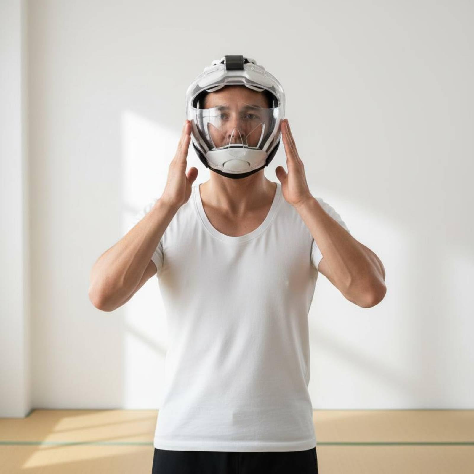 Casco Taekwondo Regolabile Ventilato Casco Karate Trasparente Traspirante Attrezzatura Sportiva per Gara, Allenamento