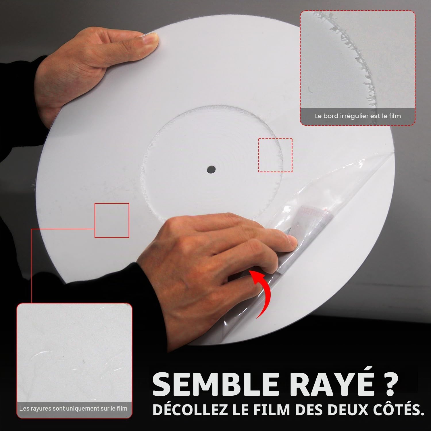 Tapis de platine vinyle pour tourne-disque en acrylique pour tourne-disque antistatique et basse définie, blanc