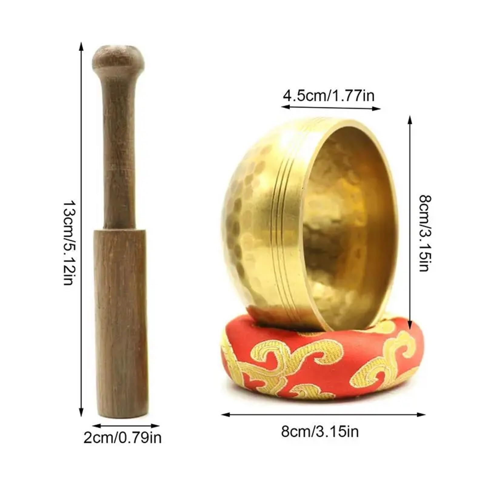Set di campane tibetane Ciotola tibetana for meditazione, ciotola fatta a mano, musica, yoga, terapia del suono in rame