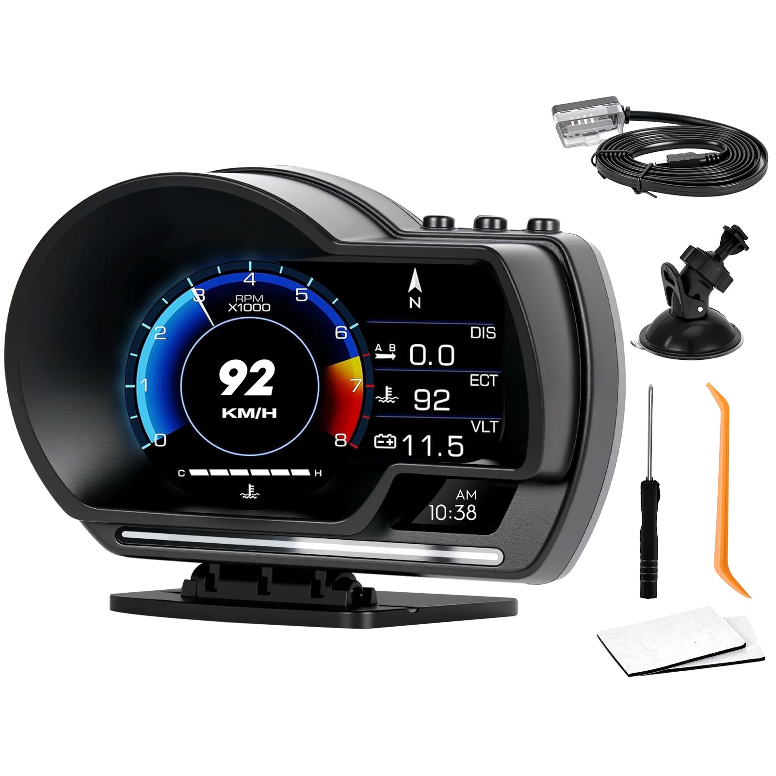 Advanced Car Heads Up Display (HUD): OBD + GPS Dual System Digital Speedometer