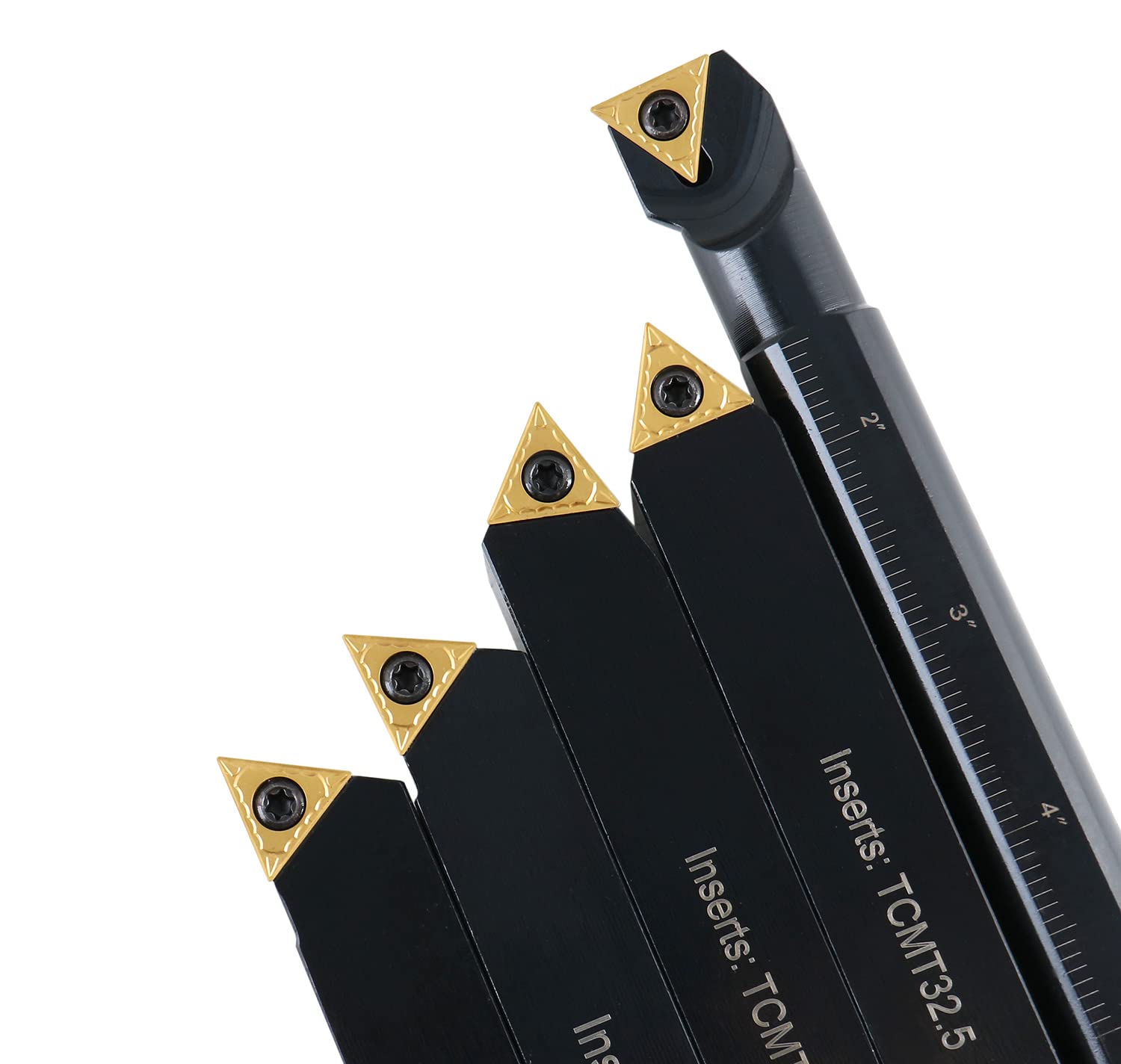 Accusize Industrial Tools 3/4" Mini Indexable Turning Tool and Boring Bar Set, 4 Turning + 1 Boring, TCMT32.5 Inserts, 2386-0034