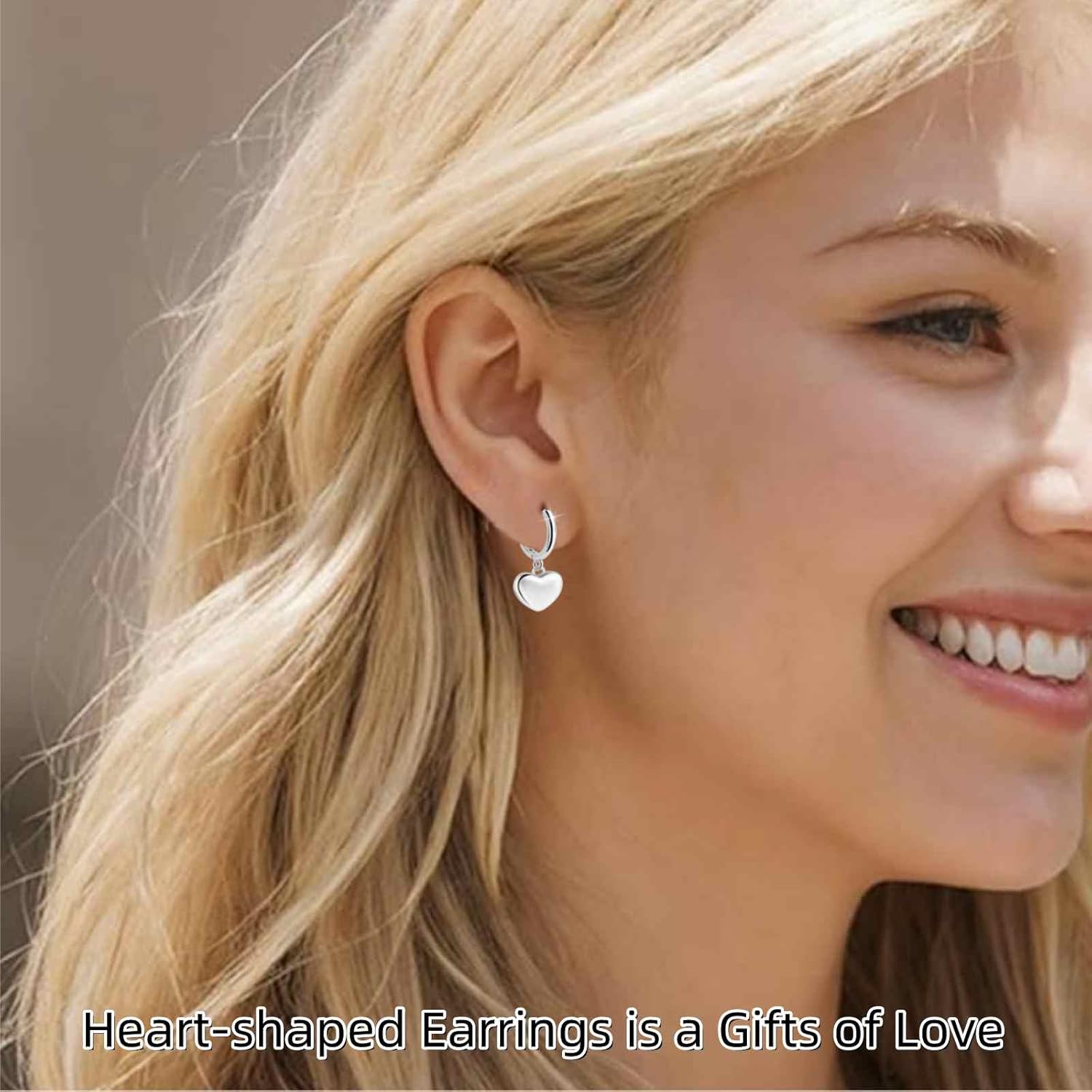 Gold Cherry Bow Heart Drop Dangle Earrings, Huggie Hoop Style, Hypoallergenic Non Tarnish Delicate Ribbon Butterfly Design Dainty Shiny Sensitive Ear for Women Gifts - Image 8