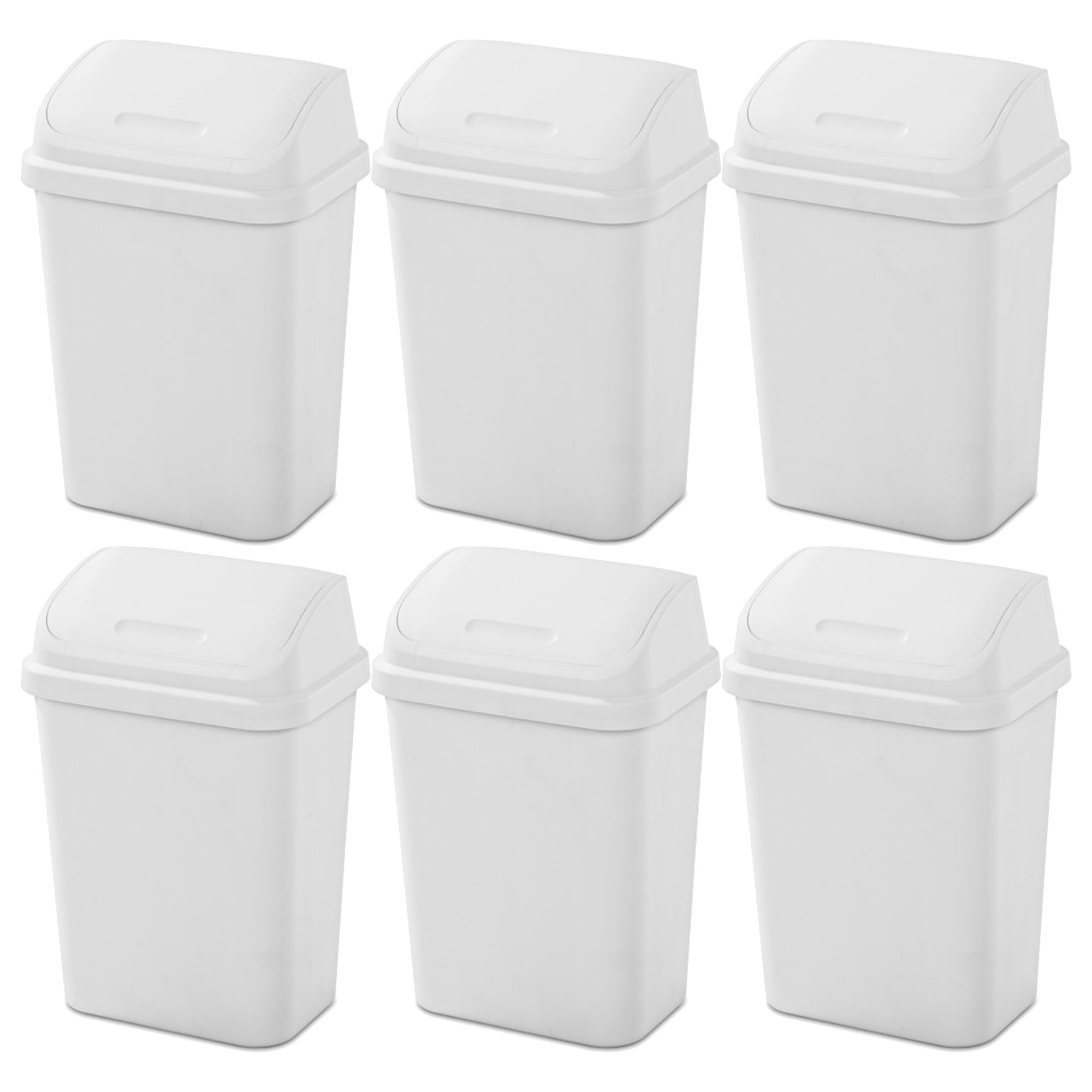 Sterilite 7.8 Gallon SwingTop Wastebasket, Plastic Trash Can with Lid and Compact Design for Kitchen, Office, Dorm, or Laundry Room, White (6 Pack)-image-31