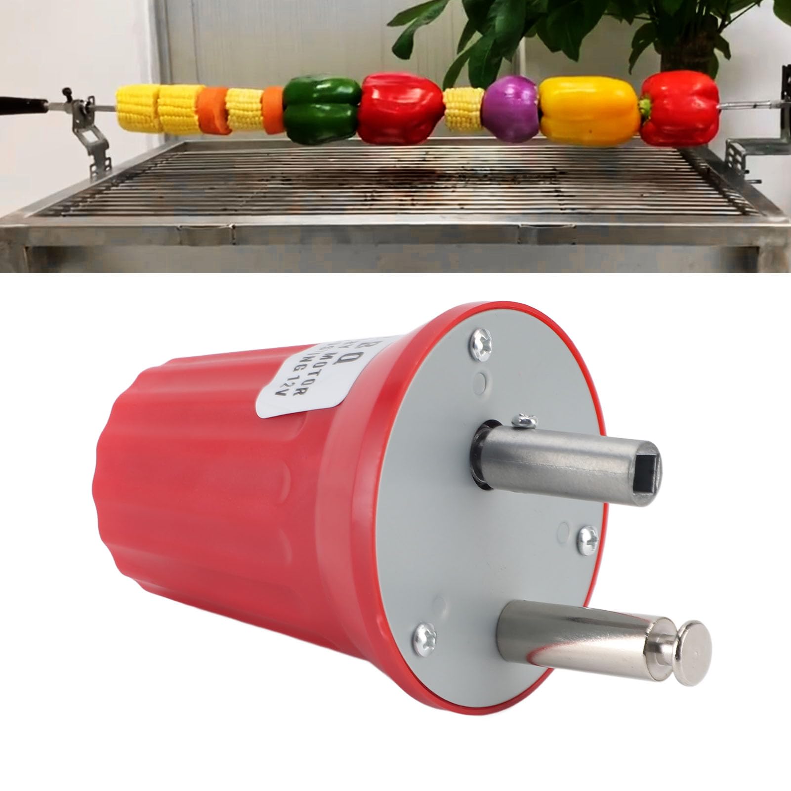 Tourne Broche Barbecue Electrique 12V, Moteur Rotisserie 6RPM, ABS Résistant, Charge 28KG - Rotation Constante, USB Boost, Facile à Installer pour Méchoui et Barbecue Vertical