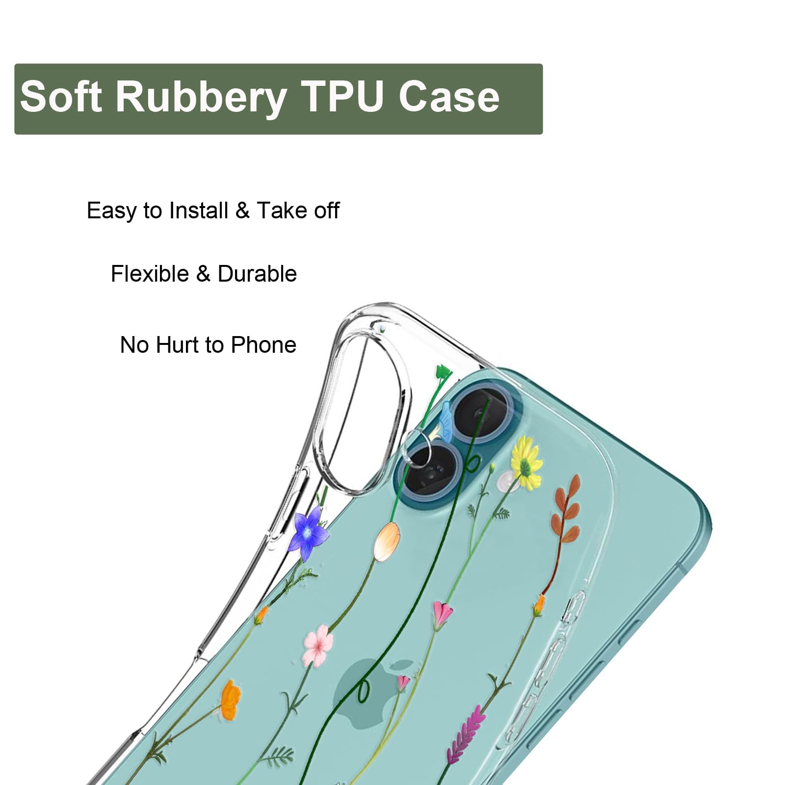 Unov Hülle Transparent Für IPhone 16 (6,1 Zoll) – Kompatibel Mit MagSafe, Stoßfest, Geprägtes Mandala-Design, Minzfarbe