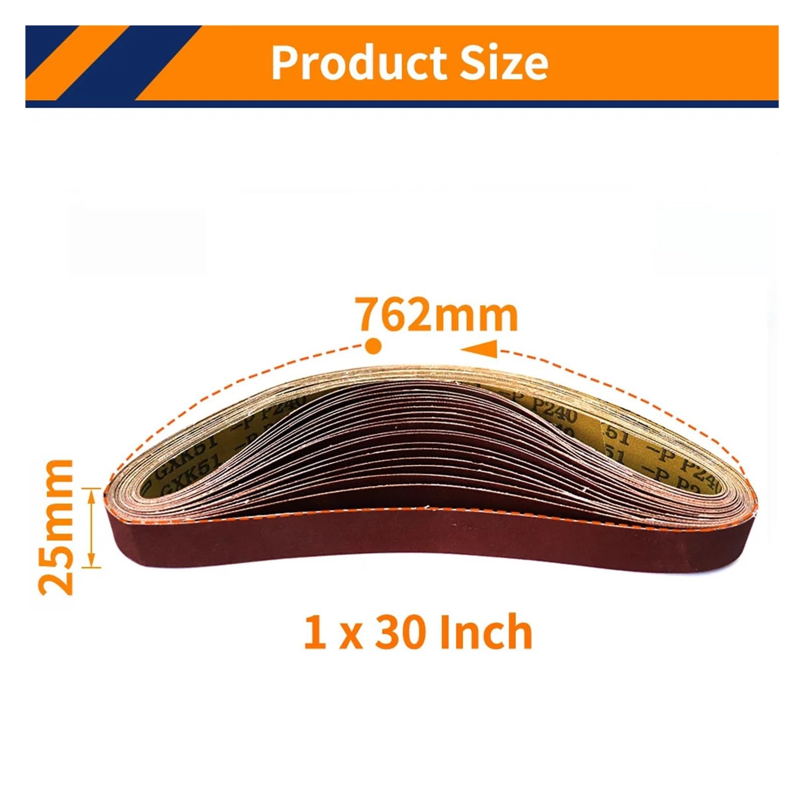 Nastro Abrasivo Kit di nastri abrasivi da 24 pezzi 762 * 25 mm, 4 for ogni grana 60/80/120/150/240/400, in ​​alluminio for lucidatura legno e metallo Per Levigatrice A Nastro Portatile