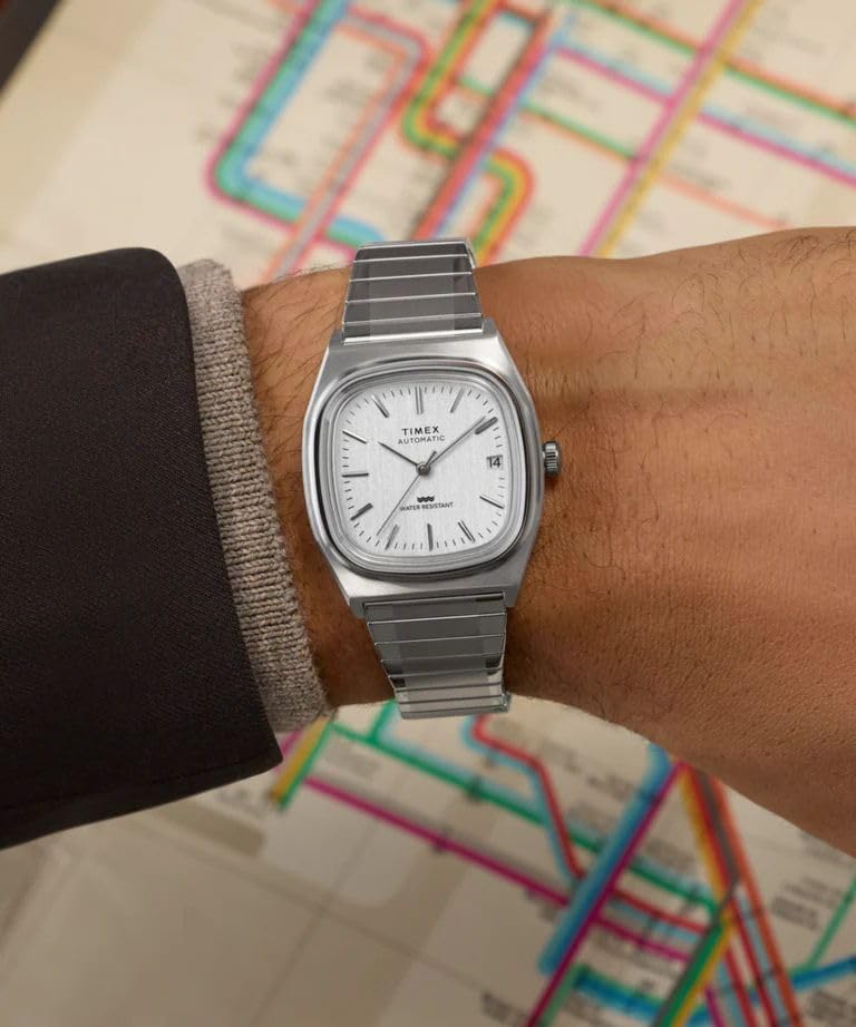Image of Timex Automatic 1983 E Line Reissue 34mm Stainless Steel Expansion Band Watch