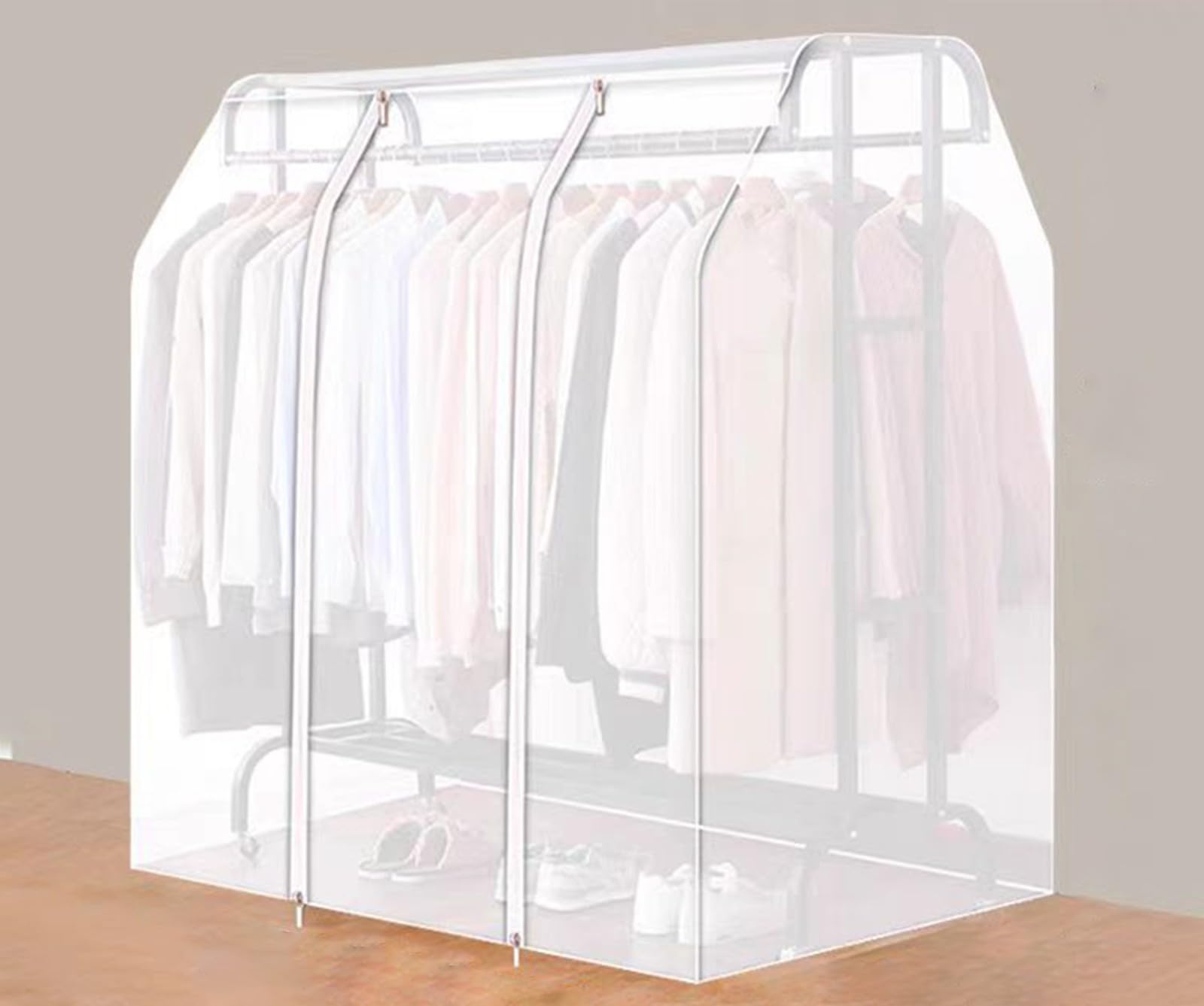 Clothes Rail Cover, Double-Layer Hanger Cover, Extra Wide Double Pole Hanger Cover, Clothes Rail Cover Transparent, Garment Clothes Dustproof Clothes Rail Cover Storage Bag