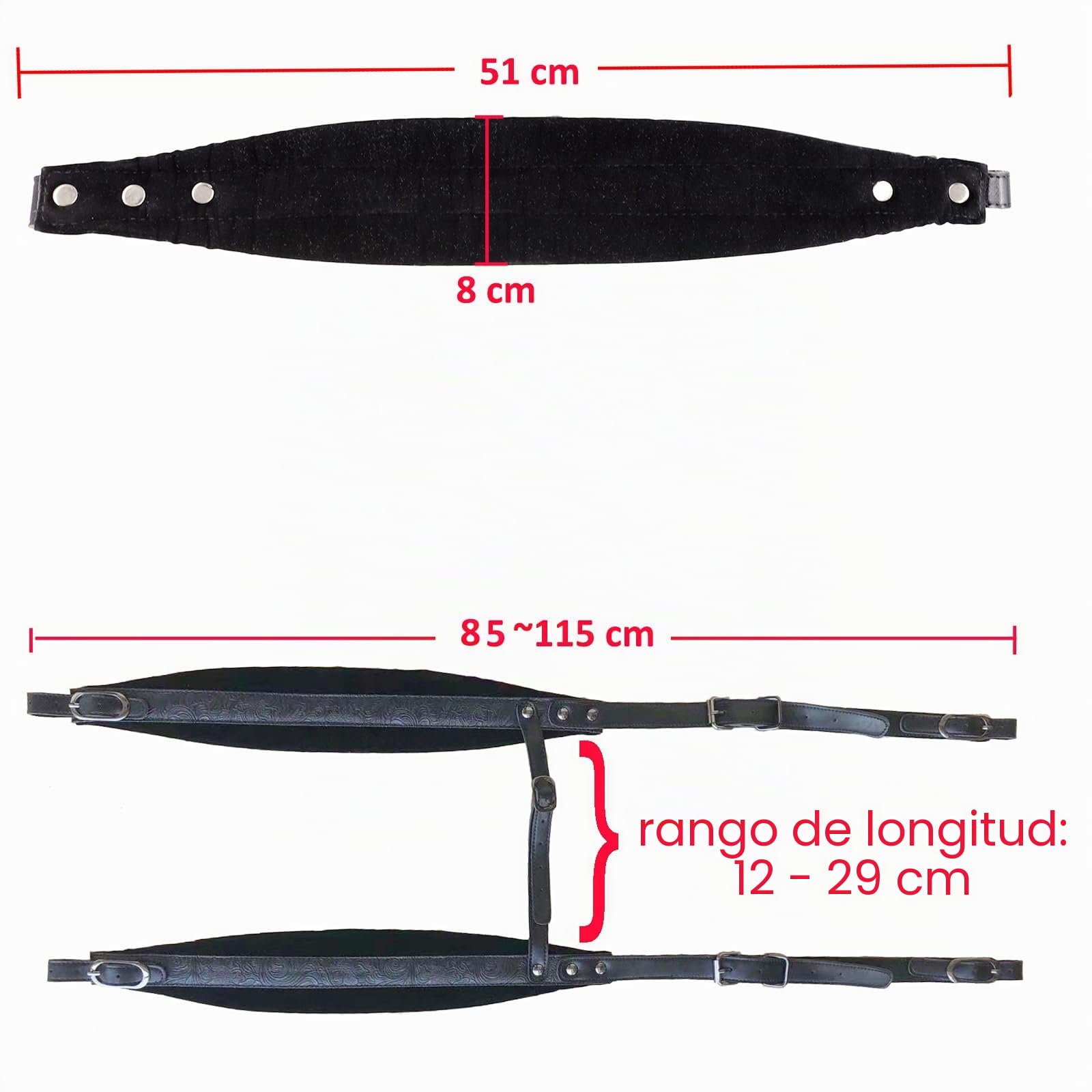 Rayzm Arnés de acordeón, correas de hombro ajustables para acordeón, cuero sintético engrosado, acolchado suave de 8 cm de ancho x 1 cm de grosor para tocar con comodidad