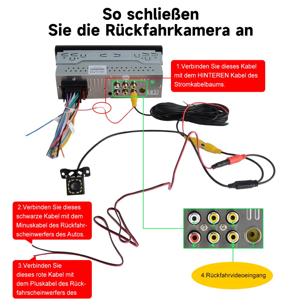 Junsun 1-DIN Autoradio mit 6,36 Zoll IPS-Touchscreen CarPlay & Android Auto, Lenkradsteuerung, Rückfahrkamera-Anschluss, USB, externes Mikrofon & RDS