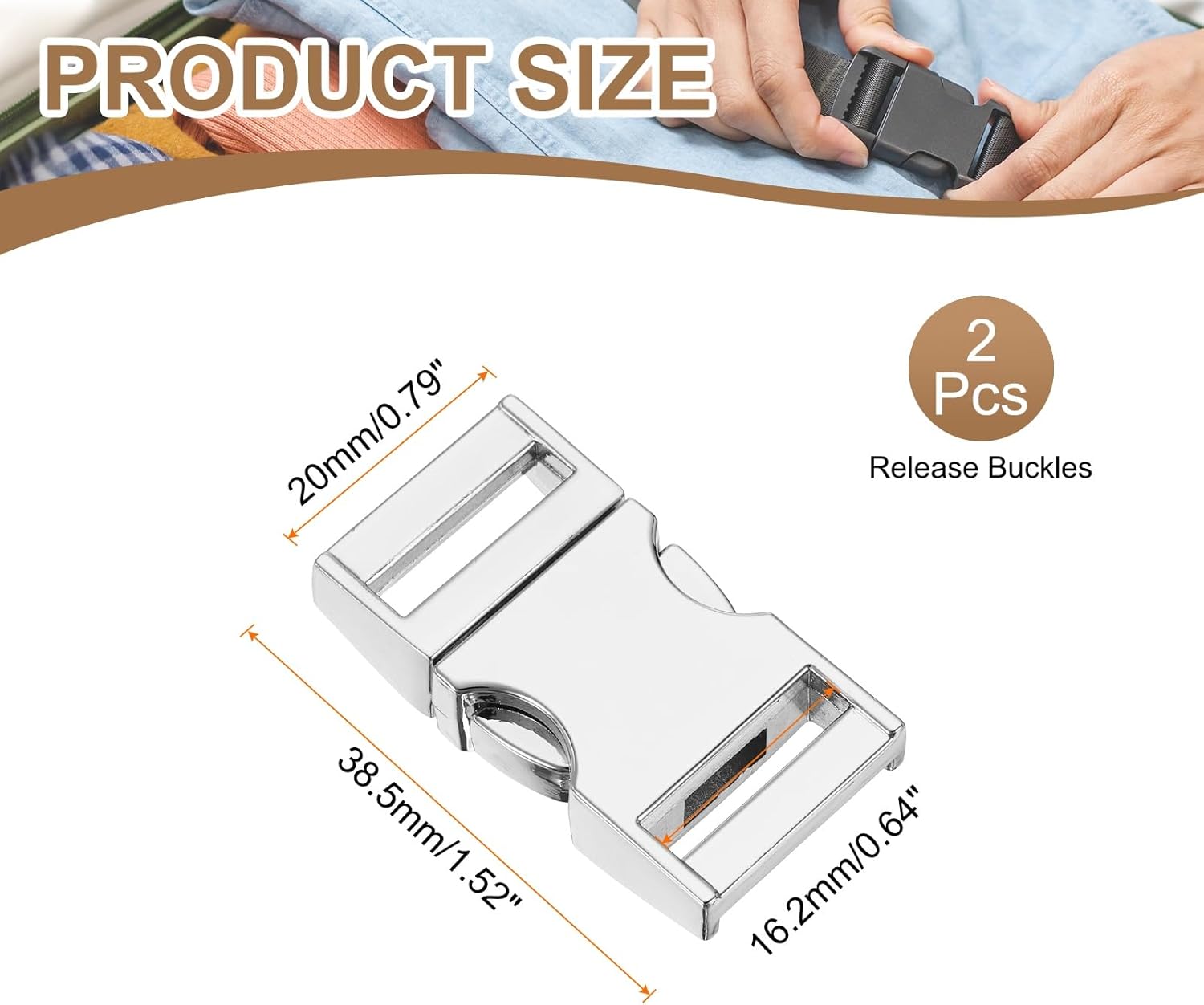 HARFINGTON Metal Quick Side Release Buckles Zinc Adjustable Quick Release Buckle Replacement Snaps Clips Clasps - Image 2