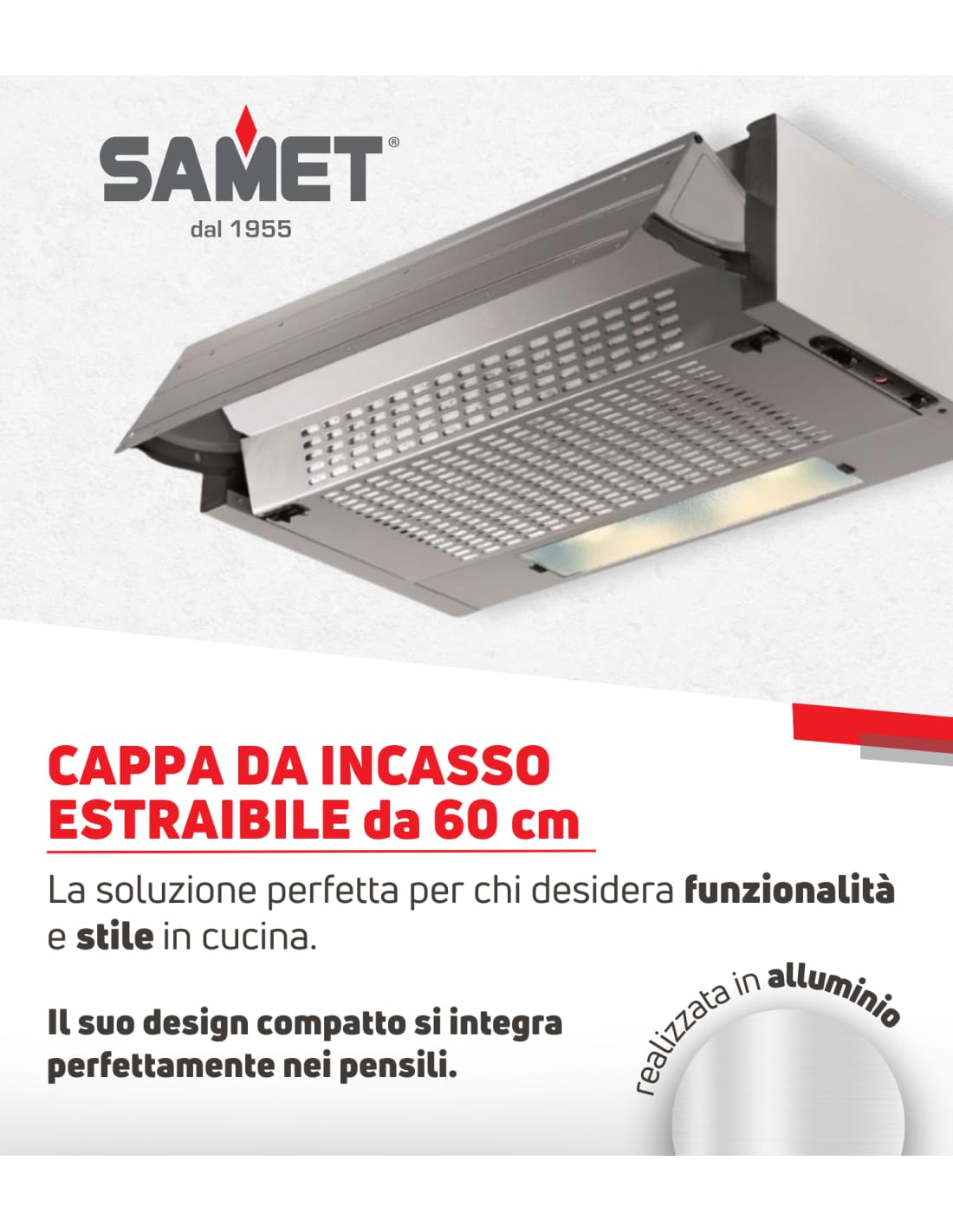 Effezeta Einbauhaube ausziehbar Aluminium 60 x 30 x 15 cm, 3 Stufen, LED